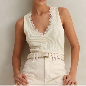 ME+EM Lace Trim V Neck Layering Tank